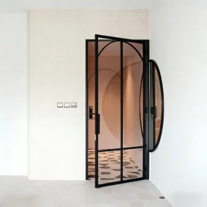 Simple Metal Framed Frosted Tempered Glass Bathroom Interior Shower Door Aluminum Glass Door