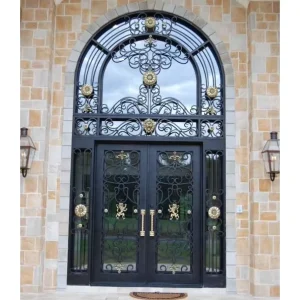 Simple Steel Security Entry Door with Double Glass and Swing Opening for Hotels