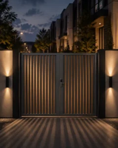 Simple Style Outdoor Aluminum Courtyard Double Gate