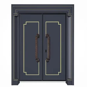 Simple Zinc Alloy Double Front Gate for Chinese Courtyard Villa