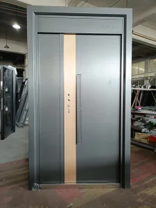Single-Face Fireproof Security Door, Long Handle, Key Lock, Entrance Door
