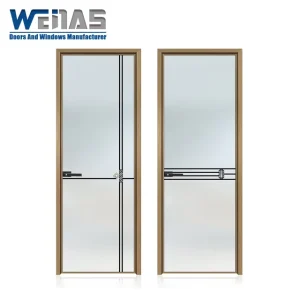 Single Glass Ultra Narrow Frame Seal Waterproof Indoor Swing Door Hotel Apartment Aluminum Casement Door