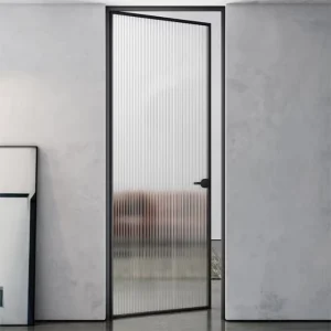 Single Glass Ultra-Slim Frame Indoor Swing Door for Kitchen and Bathroom