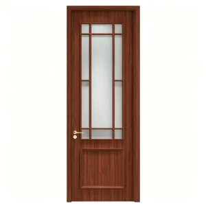 Single-Leaf Glass-Embedded Wooden Interior Door, Factory Supplied, Customizable, Hotel Use