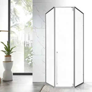 Single Leaf Hinge Swing Door with Frame, Explosion-Proof Glass, Bathroom Toilet Partition