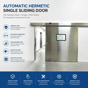 Single SS Airtight Automatic Sliding Door Hermetic Sealed Sensor Door for Hospital Cleanroom ICU OT