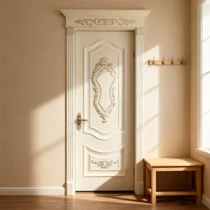 Single-Sided Door Cap Standard Wooden Interior Door Solid Wood and Density Board Composite Painted Carved