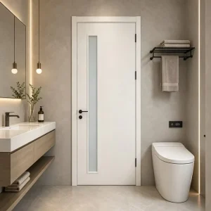 Single Swing Solid Wood Interior Door Water-Based Paint Custom Color OEM Factory Bedroom Hotel