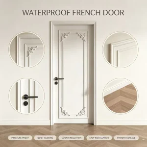 Slab Doors Puerta De Madera Compuesta Lacada Blanco Con Tallado Francés Para Dormitorio Hotel Apartamento Villa Impermeable