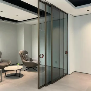 Sliding Door Aluminium Frame Stainless Steel Track Double Glass