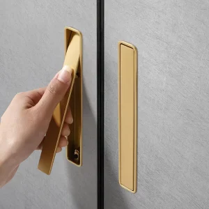 Sliding Door Concealed Pull Handle Zinc Alloy Brown Gold Gray Cabinet Handle