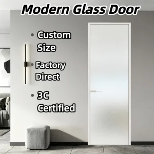 Sliding Door Glass Panel 3C Safety Tempered Glass Titanium Magnesium Frame Ultra Narrow Design Modern Home Villa Decoration