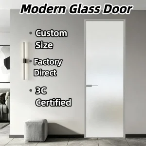 Sliding Glass Door Titanium Magnesium Alloy 3C Tempered Glass Waterproof Anti-Corrosion for Bathroom Kitchen Living Room Wall