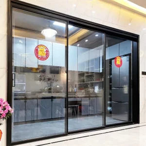 Sliding Glass Partition Door with Slim Frame for Bedroom and Kitchen