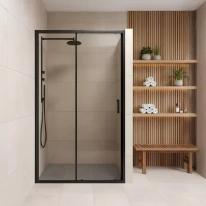 Sliding Shower Door Enclosure with Aluminum Alloy Frame and Waterproof Coated Glass