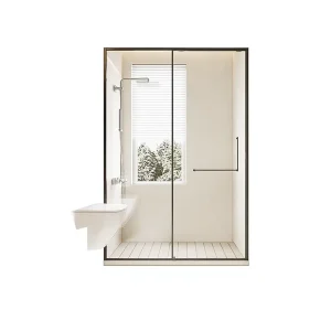 Sliding Shower Door Partition with Fixed and Moving Doors for Modern Minimalism Bathroom Dry Wet Separation