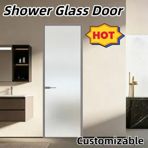 Sliding Tempered Glass Shower Door with Titanium Magnesium Alloy Frame 100kg Load Capacity Waterproof