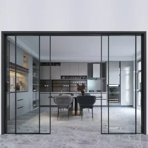 Slim Aluminum Alloy Fiberglass Trackless Sliding Door for Modern Kitchen and Living Room