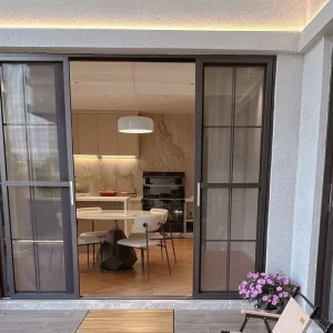 Slim Aluminum Alloy Narrow-Frame Exterior Sliding Glass Partition Door Waterproof for Hotels and Villas