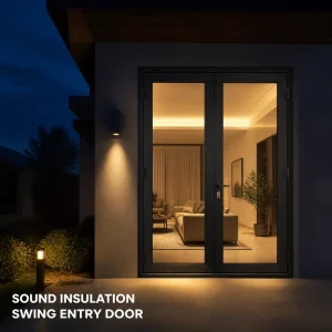 Slim Frame Aluminum Alloy Casement Door, Double Tempered Glass, Residential Interior or Balcony