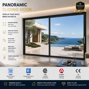 Slim Frame Aluminum Glass Sliding Door Narrow Sightlines Waterproof Minimalist Design Villa Outdoor Garden