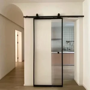 Slim-Frame Aluminum Indoor Glass Sliding Door with Hidden Concealed Track for Bedroom and Kitchen