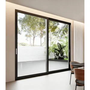 Slim Frame Aluminum Sliding Door Sound Insulation Black Narrow Profile Glass Partition Kitchen Exterior