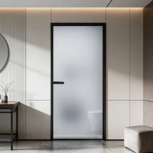 Slim-Frame Bathroom Swing Door with Frosted Soundproof Glass, Factory Direct