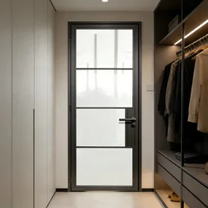 Slim Frame Interior Steel Glass Swing Door Modern Narrow Frame