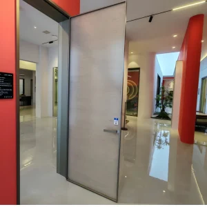 Slim Narrow Frame Aluminum Swing Door Minimalist Glass Design With Magnetic Suction Noise Reduction for Studios