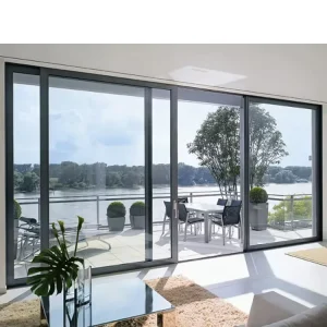 Slim Narrow Frameless Aluminum Sliding Doors with Plexiglass and Glass, Interior Sliding Mechanism