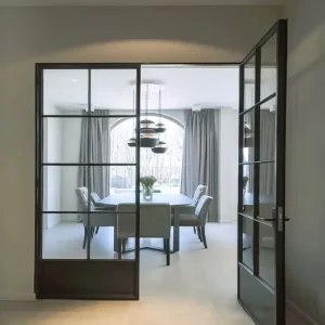 Slim-Profile French Door with Double-Glazed Laminated Glass for Hotel Suite and Apartment