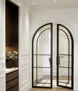 Slim Steel Frame Glass Partition Door System for Indoor Use