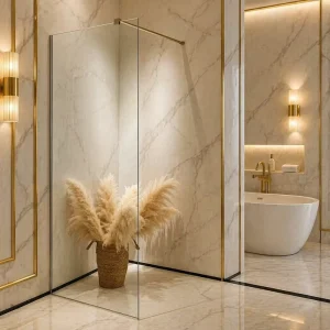 Small Framed Aluminum Walk-In Glass Shower Door for Bathroom and Home, Factory