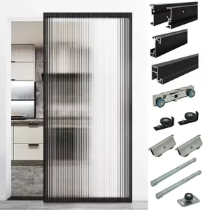 Soft-Closing Tempered Glass Invisible Aluminum Sliding Door System for Kitchen Interiors