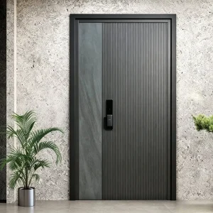 Solid Cast Aluminum Entrance Door, One-Piece Cast Panel, Anti-Rust, Weatherproof, High Security, for Villa