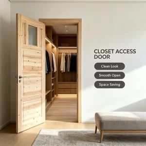 Solid Cedar Wood Interior Glass Door with Natural Wood Grain