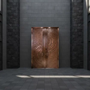 Solid Copper Entrance Door with Hand-Chiseled Finish