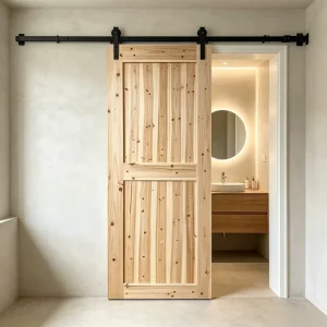 Solid Fir Barn Door Sliding Interior Door for Homestay Rooms