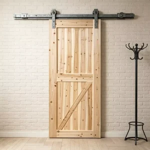 Solid Fir Full Wood Barn Door X Frame Sliding Interior Door No Paint for DIY Home Decoration Project