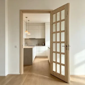 Solid Fir Glass Door Plain Wooden Door for Pastoral Home Style