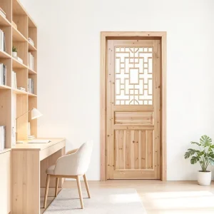 Solid Fir Lattice Wood Door for Commercial Spaces