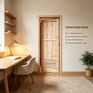 Solid Fir Louver Timber Door for Commercial Spaces
