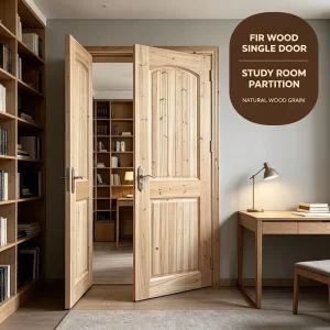 Solid Fir Wood Double-Leaf Interior Door Custom Size Main Entrance Mother-and-Son Door for Villa Household Entry