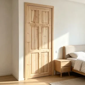 Solid Fir Wood Interior Door Natural Log Door for Guest Suite