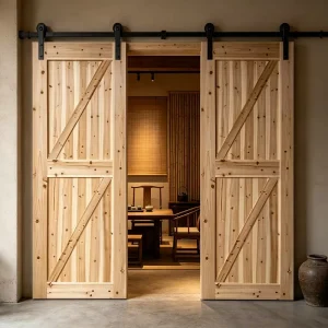 Solid Fir Wood Sliding Barn Door, Partition Door, Studio and Office