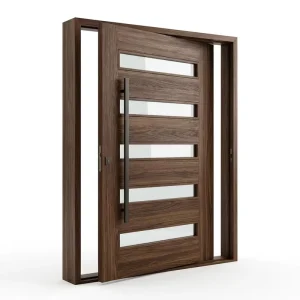 Solid Hardwood Core Sound-Insulated Windproof Solid Wood Entry Door with Brushed Metal Handle