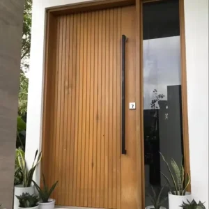 Solid Oak Wood Main Door Modern Exterior Entrance Door with Sound Insulation Environmentally Friendly Push and Pull Opening