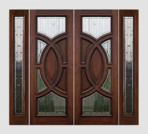 Solid Wood 96″ Double Main Entrance Doors with Side Lites