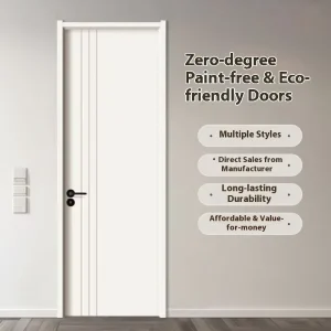 Solid Wood Bedroom Door with Carbon Crystal Carbon Fiber Multi-Layer Paint-Free Slab Door Set
